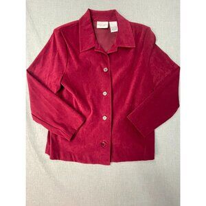 Jaclyn Smith Classic Women's Medium Burgundy Button Collared Blazer Jacket